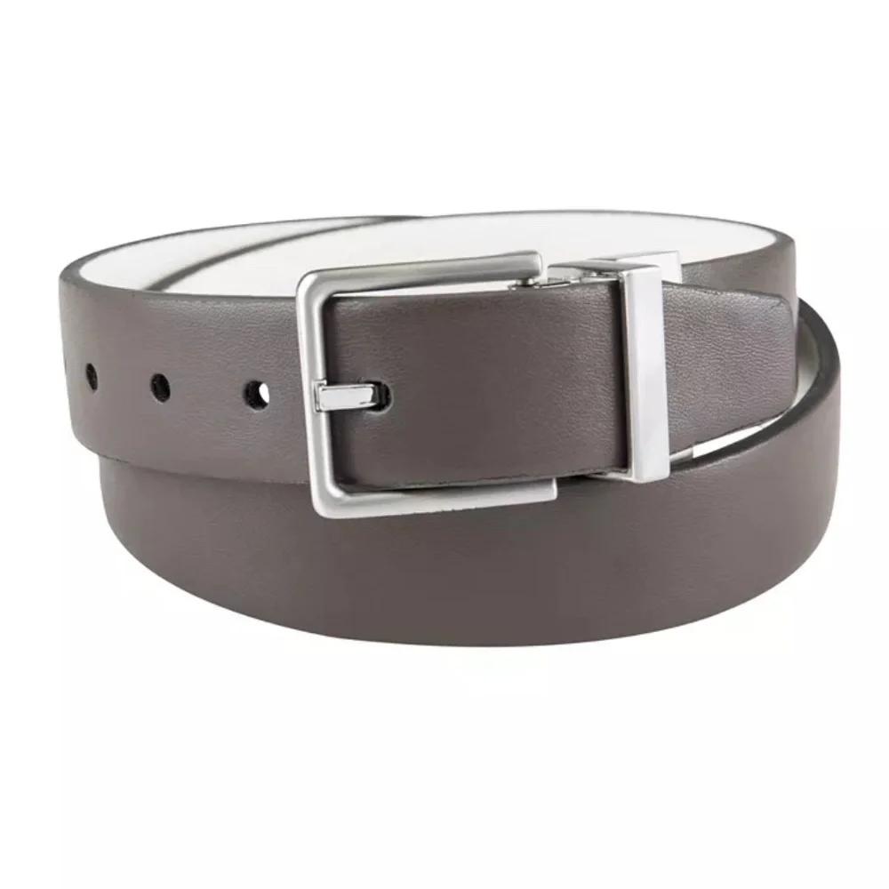 (NWD) Calvin Klein Big Boys Reversible Leather Belt Gray/White Size S (22-24)